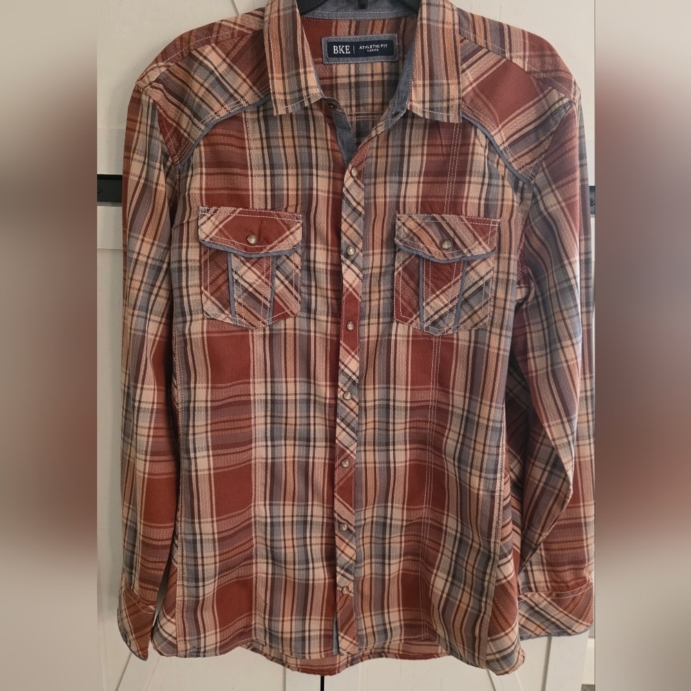 BKE Multicolor Plaid Button-Down Shirt